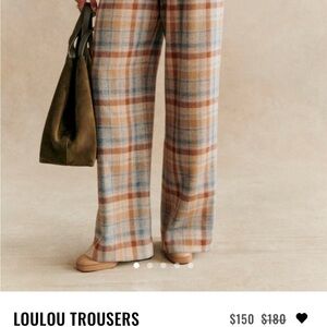 ISO SEARCHING FOR Sezane Loulou Trousers - Beige and Blue Plaid